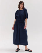 Cloth and Co The Gathered Sleeve Shirred Midi Dress