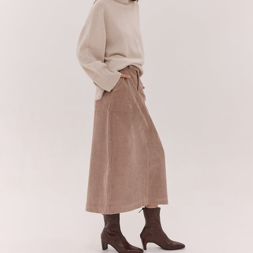 Cloth and Co The Corduroy Tailored Skirt - Sleet
