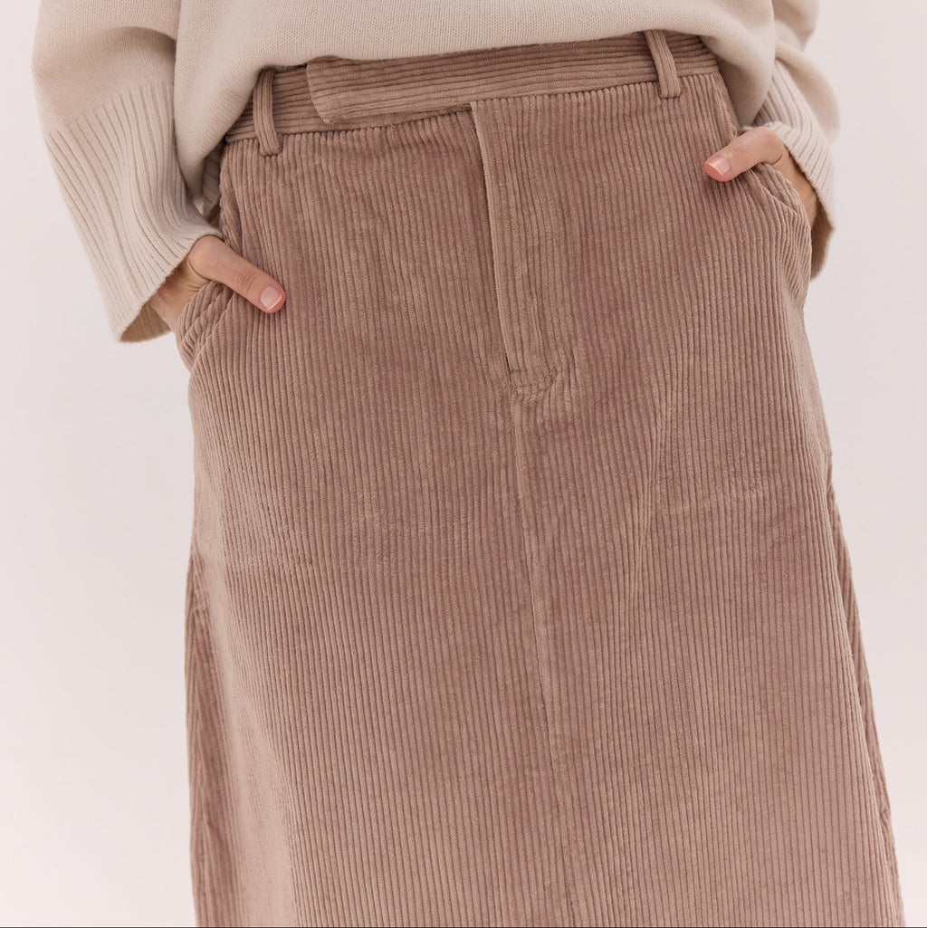 Cloth and Co The Corduroy Tailored Skirt - Sleet