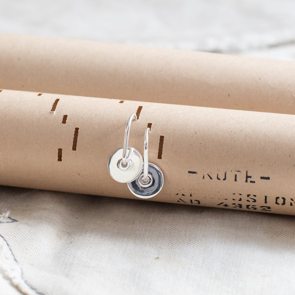 Baie Earrings Silver Disc