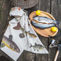 Illustrated Linen Kitchen Tea Towels - Fresh Water Fish