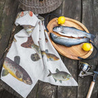 Illustrated Linen Kitchen Tea Towels - Fresh Water Fish