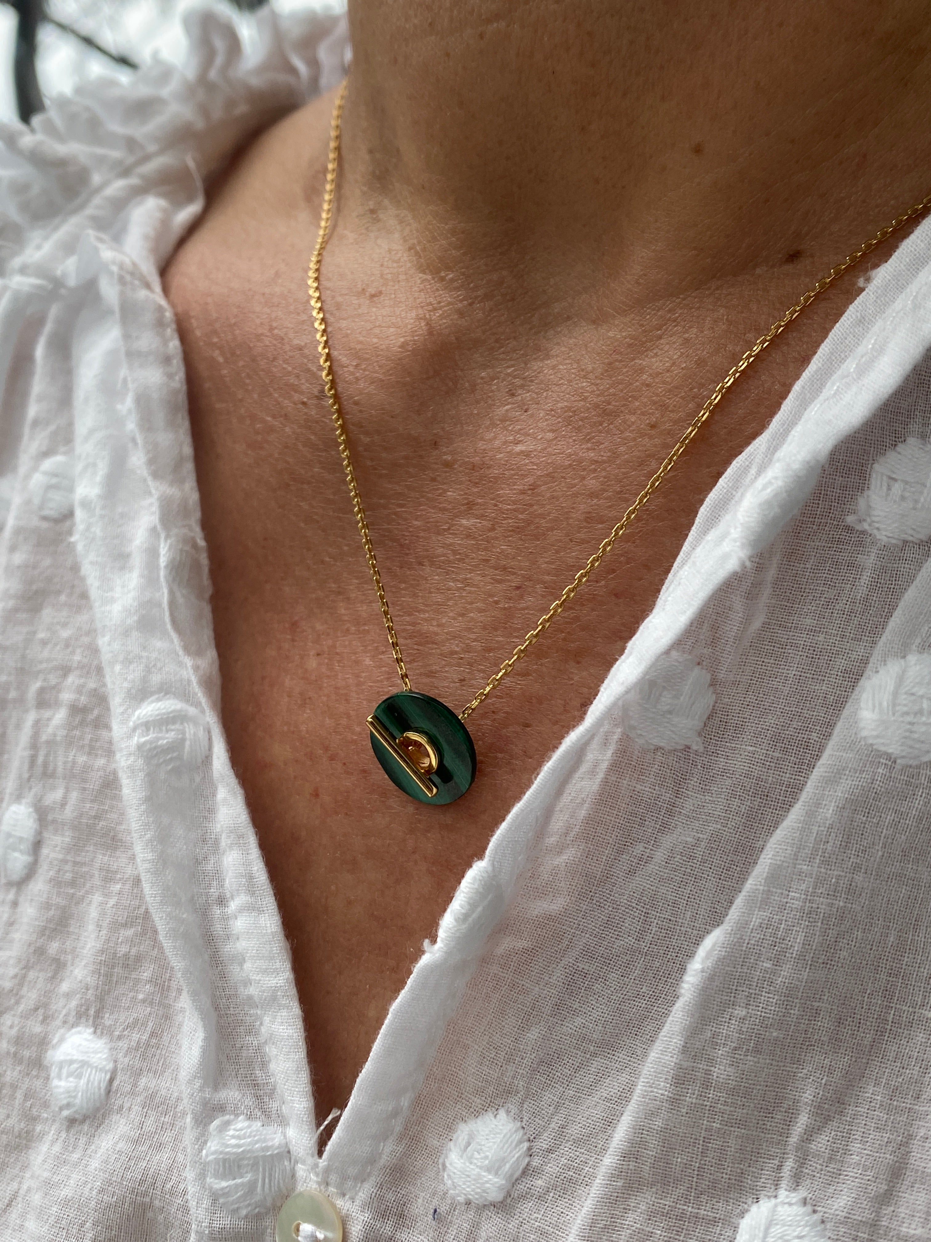 Baie Necklace Green - Gold