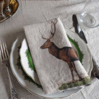 Illustrated Linen Napkin Set of 6 - Wild animals