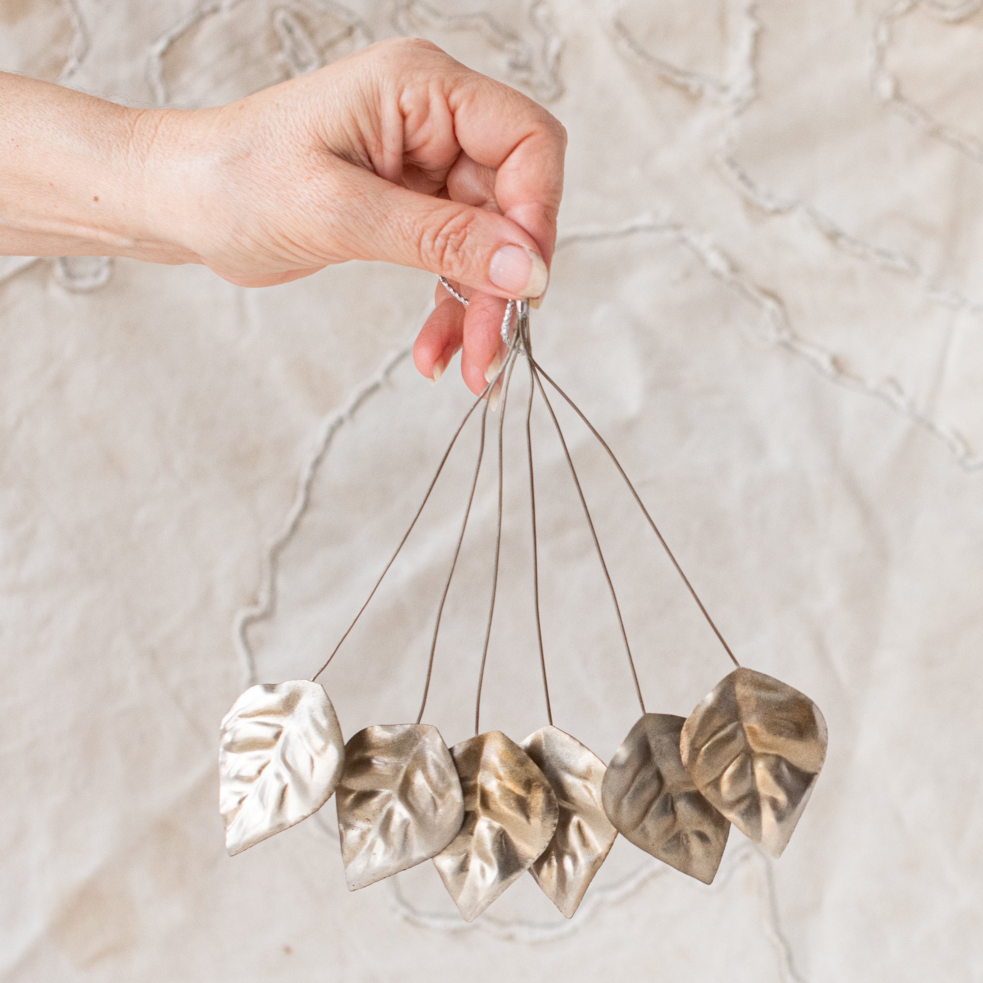 Leaf Hanging Ornament - antiqued silver