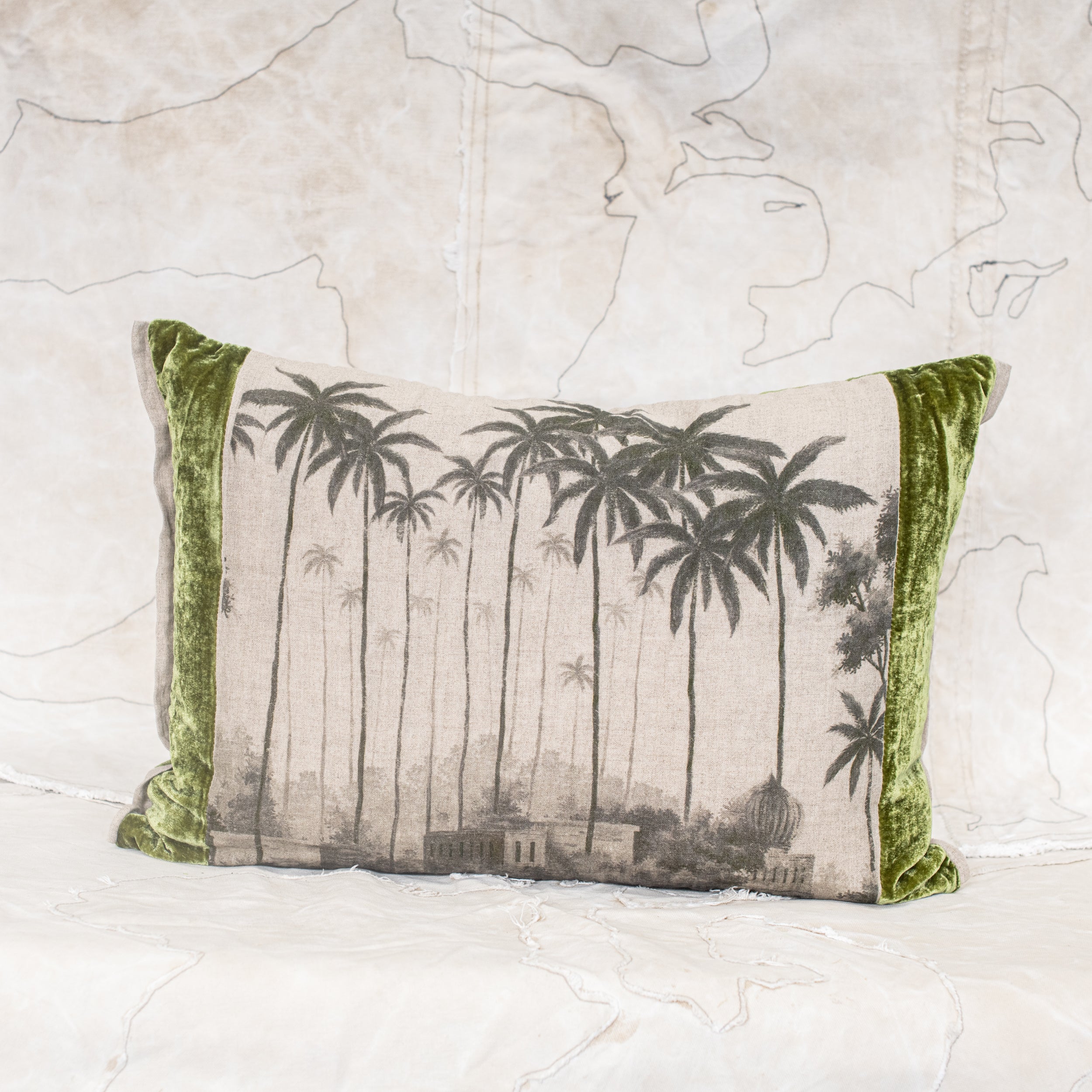 Badalpur Monochrome Linen & Velvet Cushion 40 x 55