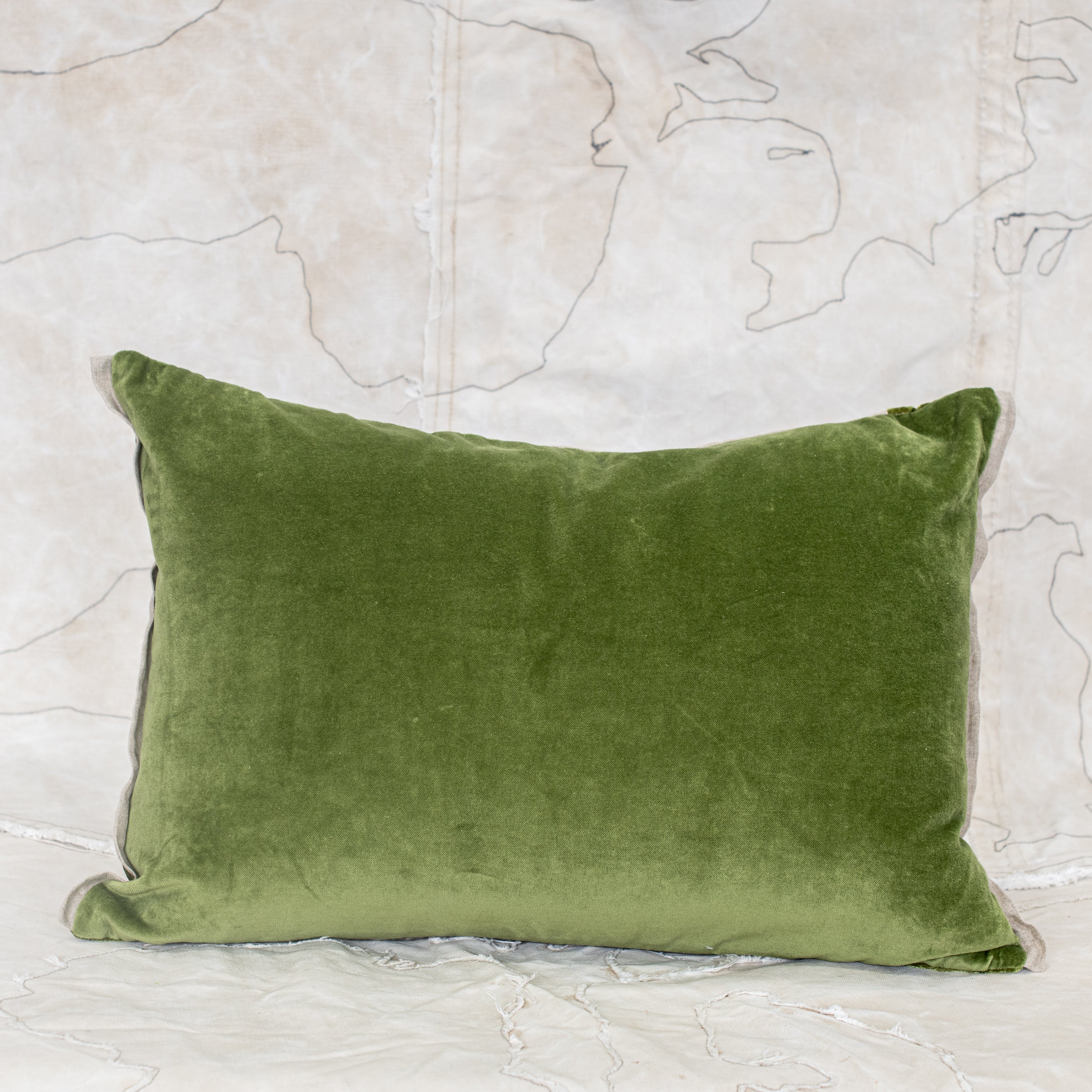 Badalpur Monochrome Linen & Velvet Cushion 40 x 55
