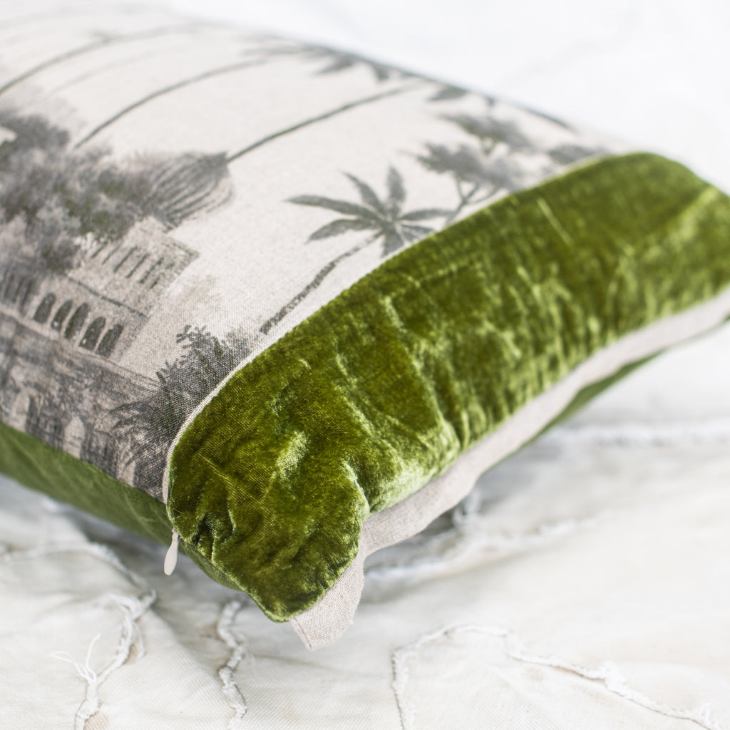 Badalpur Monochrome Linen & Velvet Cushion 40 x 55