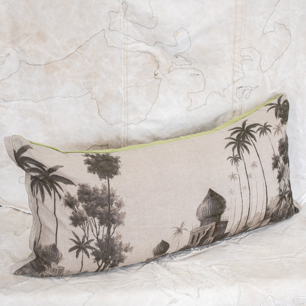 Badalpur Monochrome Linen & Velvet Cushion 50 x 100