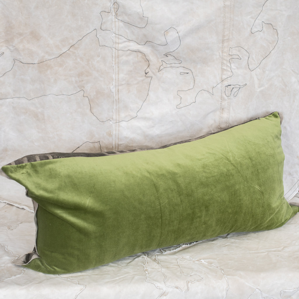 Badalpur Monochrome Linen & Velvet Cushion 50 x 100