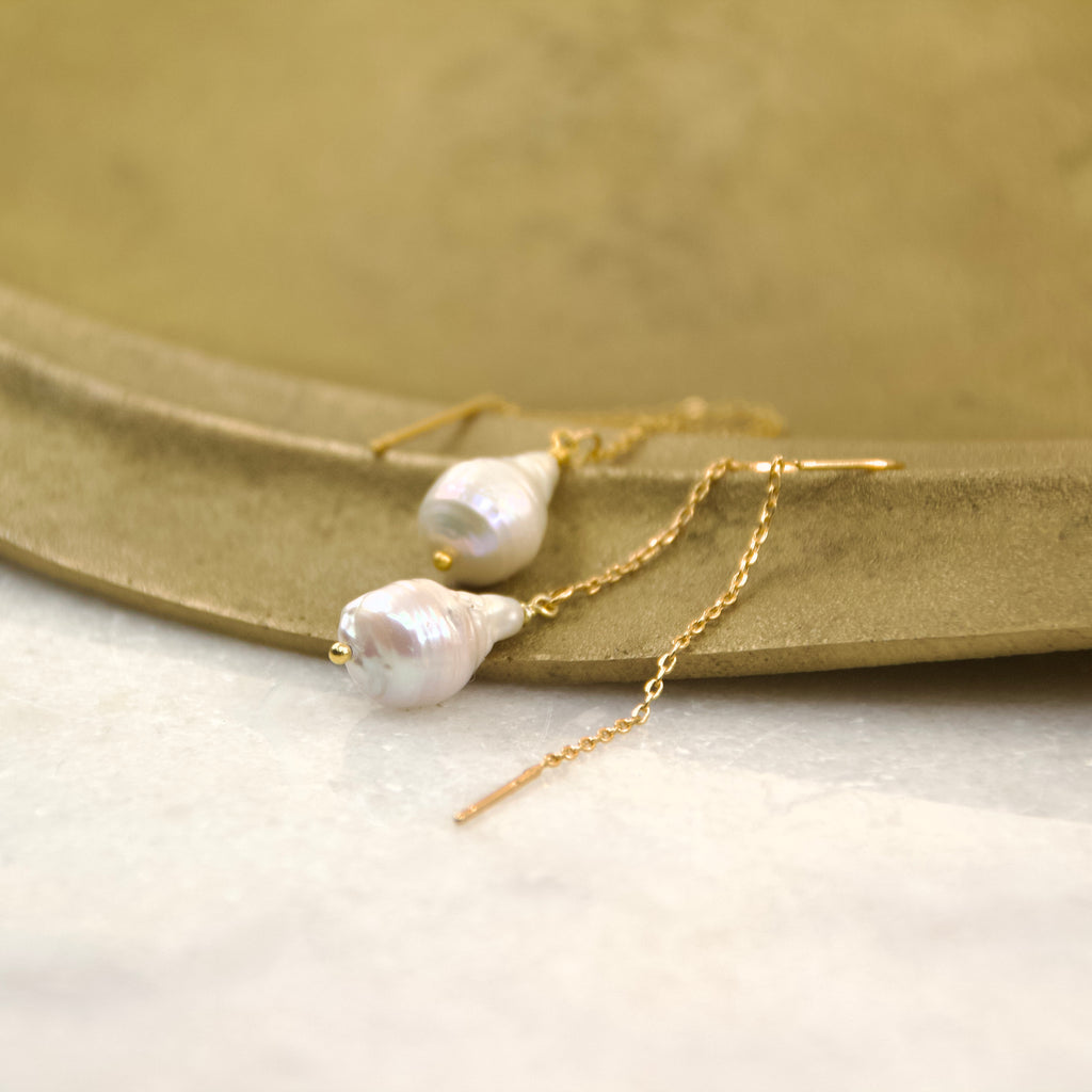 Baroque Freshwater Pearl Thread & Bar Earring