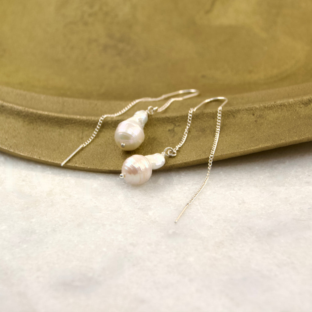 Baroque Freshwater Pearl Thread & Bar Earring