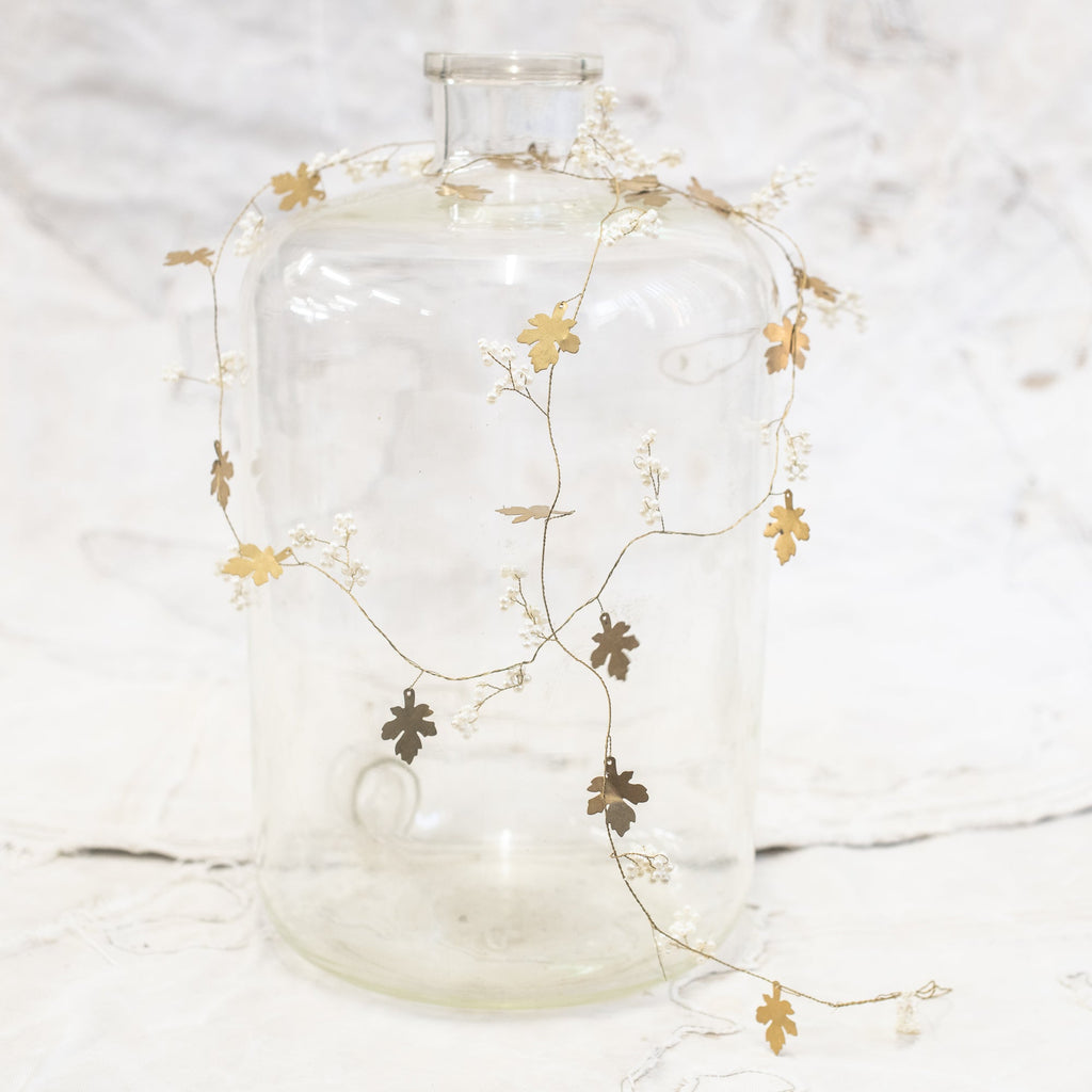 Brass Oak Leaf with Bead Branchlets Garland