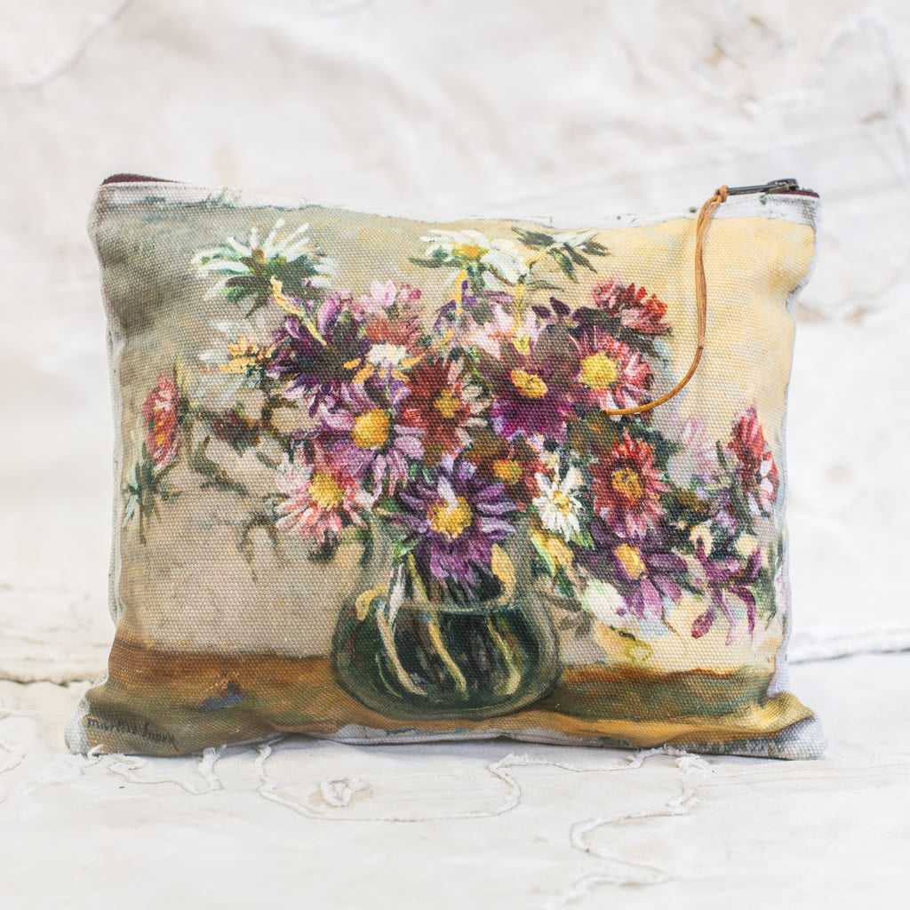 Swarm Canvas Painting Zip Clutch -  Bouquet