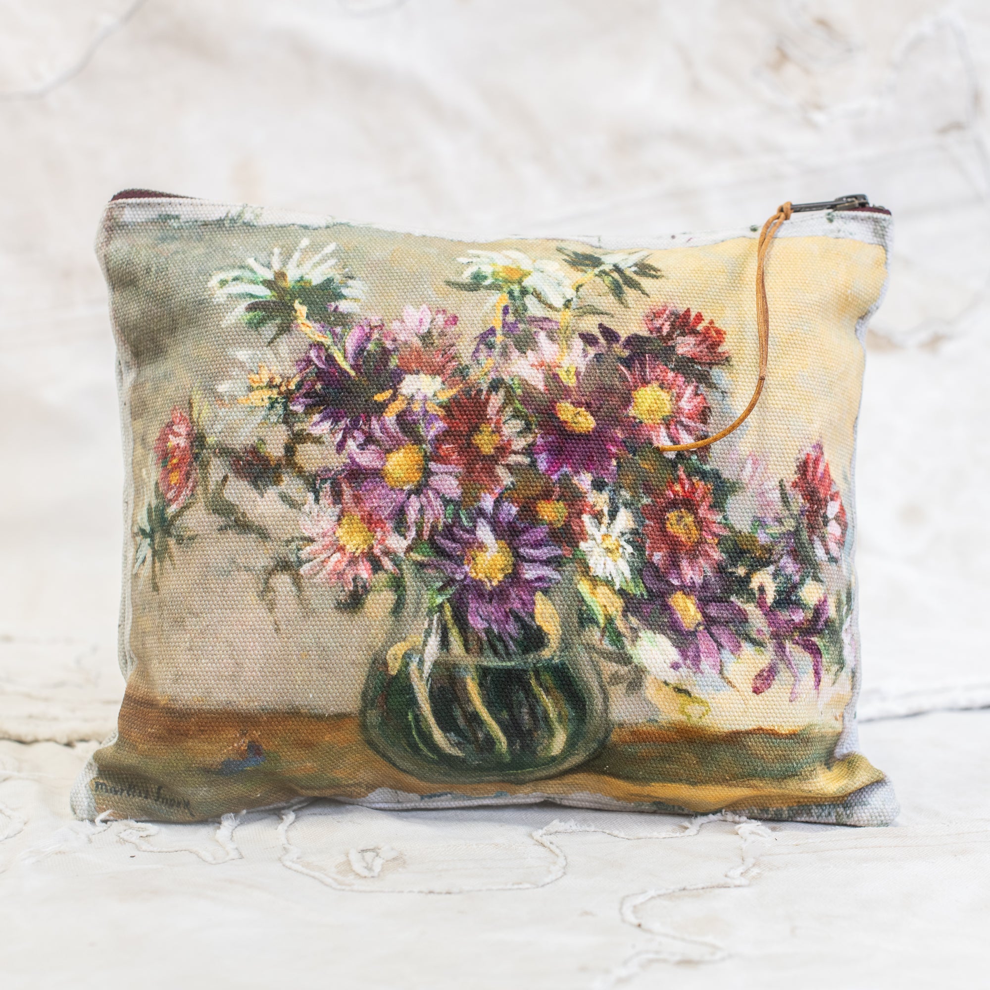 Swarm Canvas Painting Zip Clutch -  Bouquet