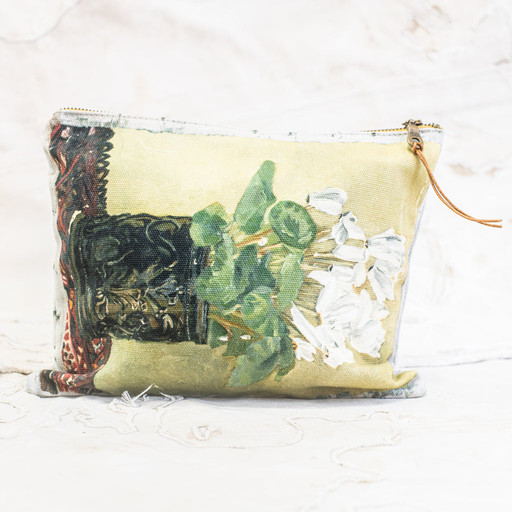 Swarm Canvas Painting Zip Clutch - Cyclamen