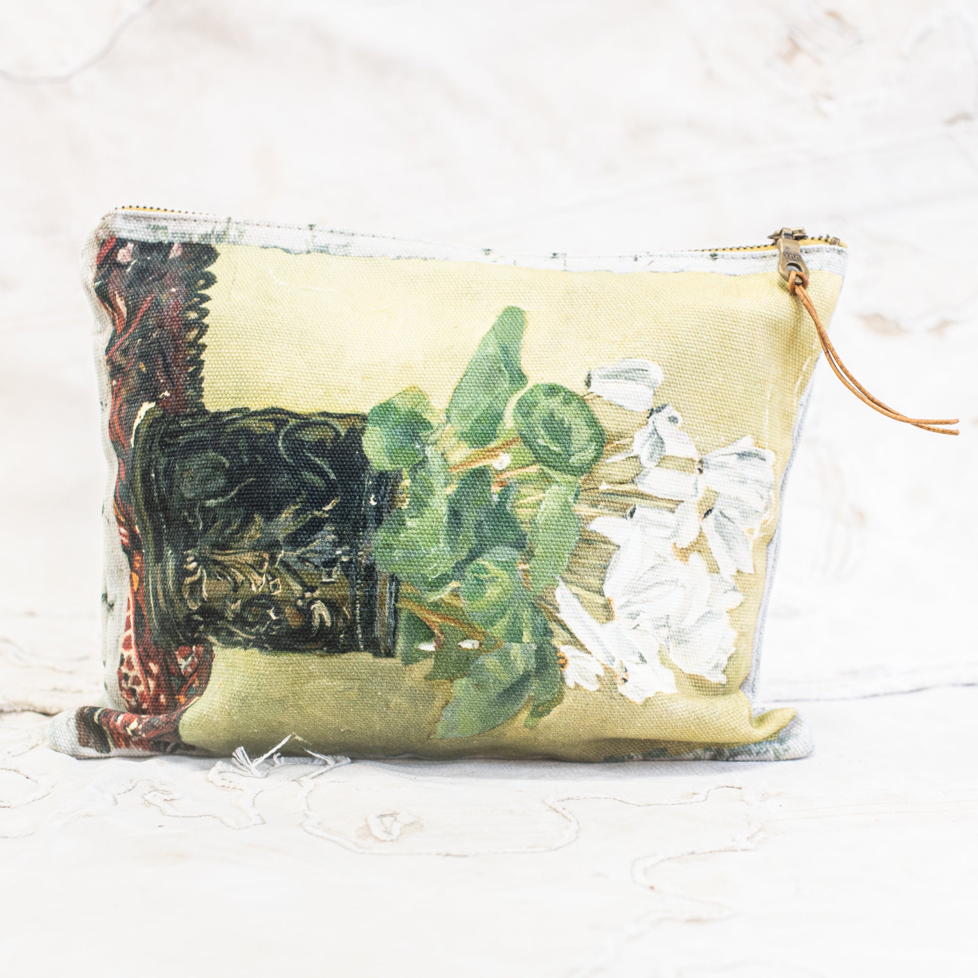Swarm Canvas Painting Zip Clutch - Cyclamen