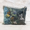 Swarm Canvas Painting Zip Clutch -  Violets & Cyclamens