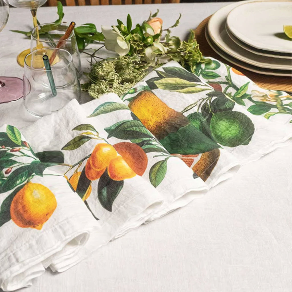 Illustrated Linen Napkins Set/6 -Citrus