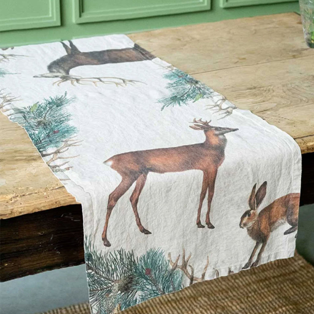 Illustrated Linen Table Runner - Wild Animals