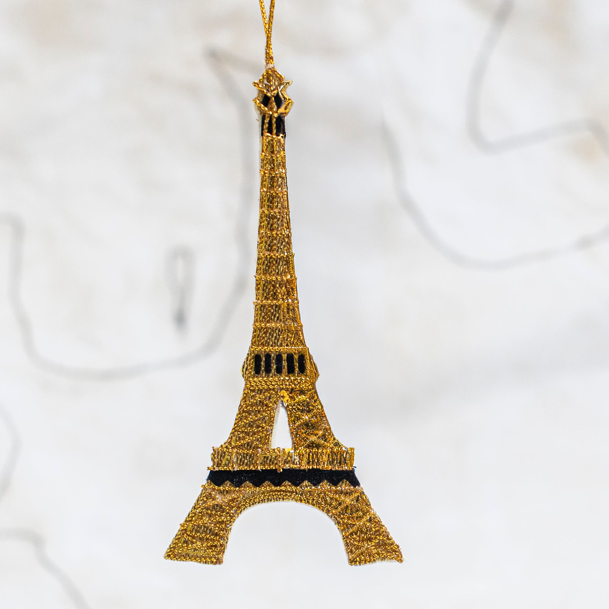 Velveteen Ornament- Gold Eiffel Tower