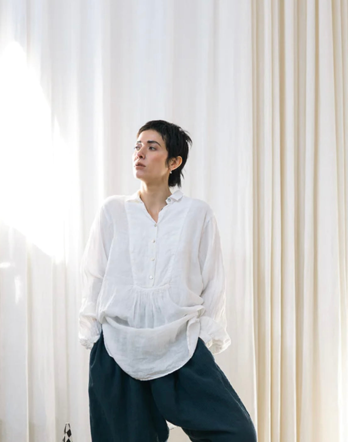 Metta Melbourne Francoise Night Shirt - Light Linen White