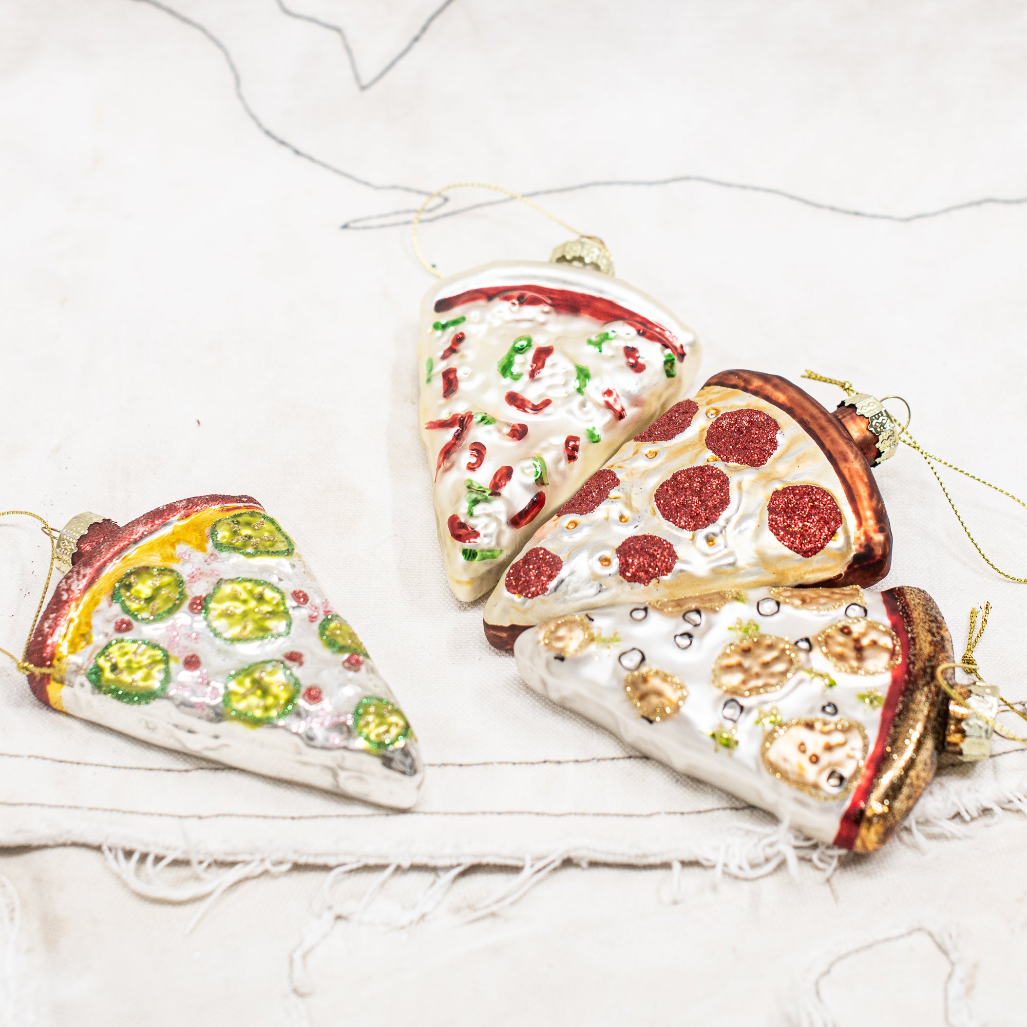 Glass Pizza Christmas Decorative