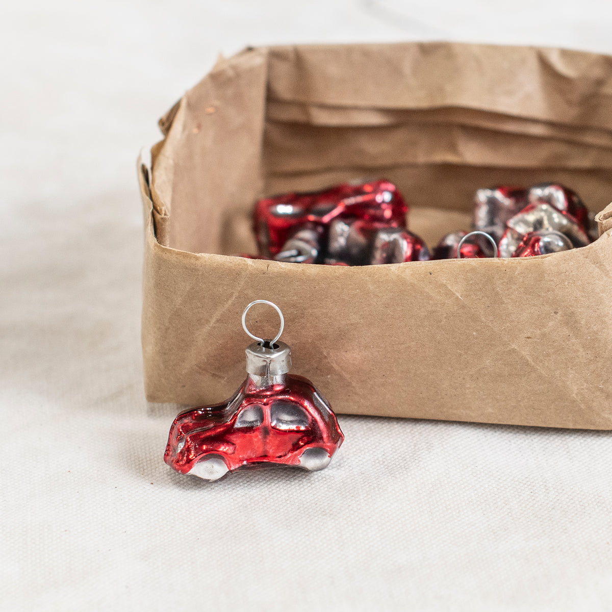 Glass Ornamentation - Mini Red Auto Car