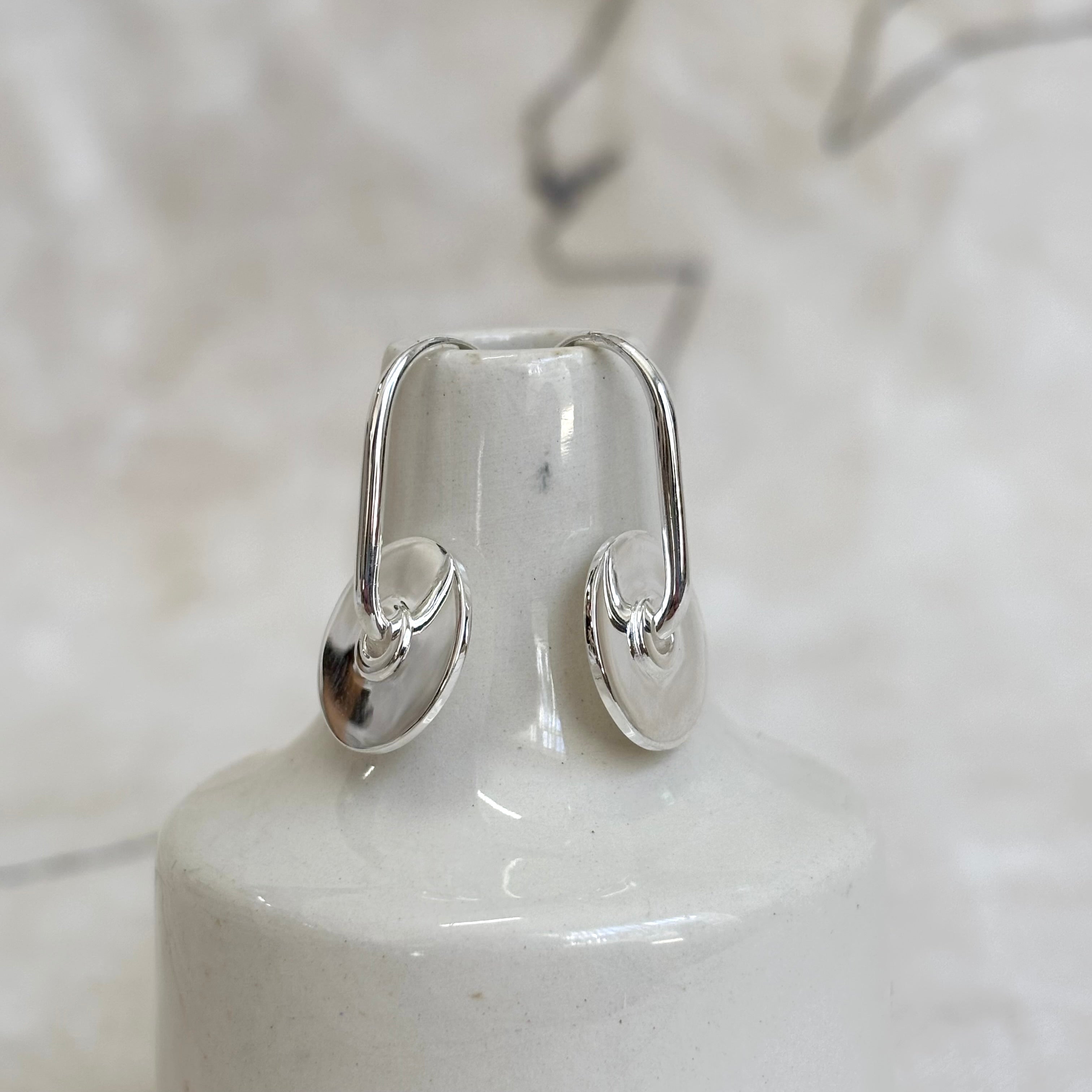 Baie Earrings Silver Disc