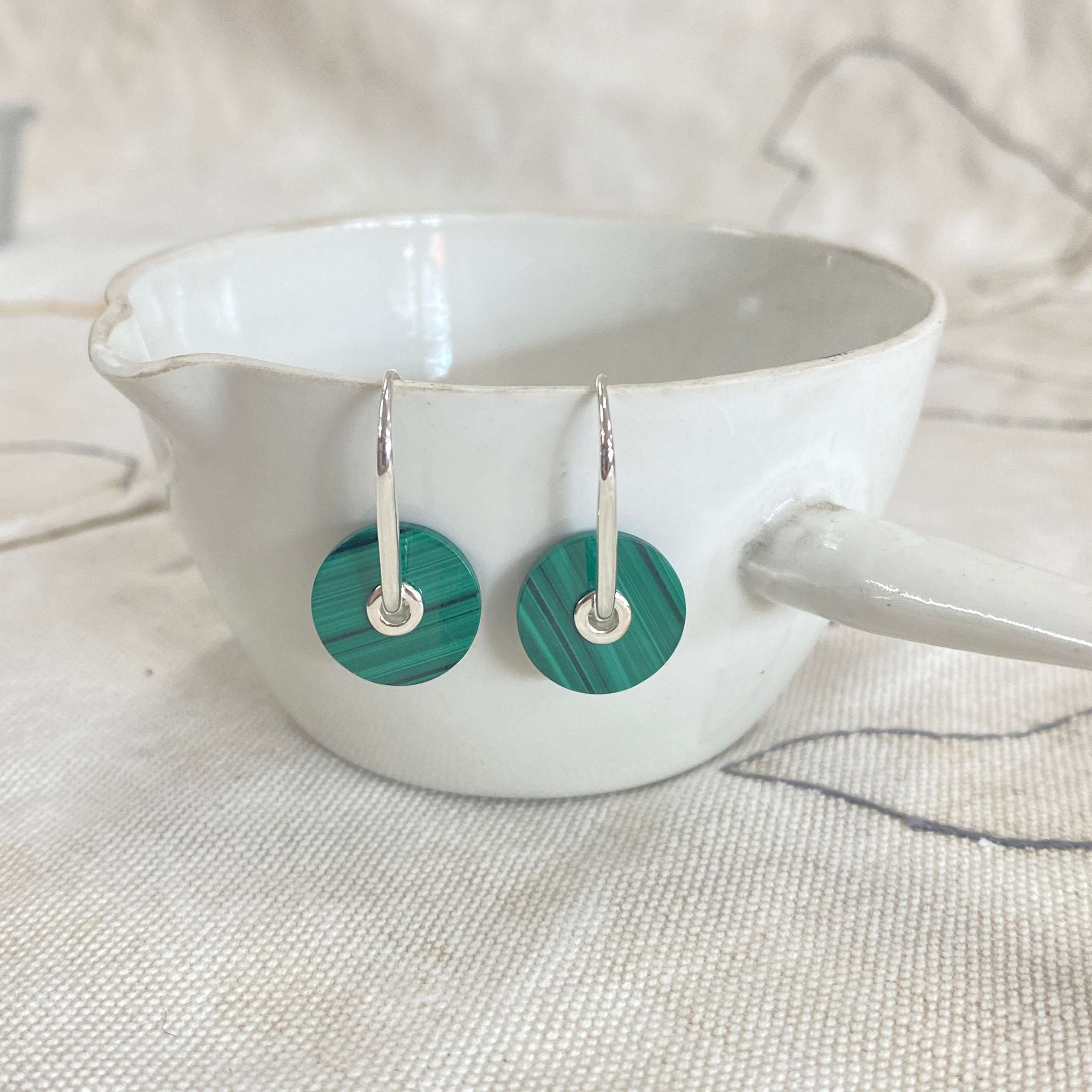 Baie Earrings Green - Sterling Silver