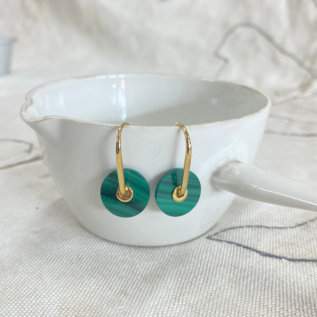 Baie Earrings Green - Gold