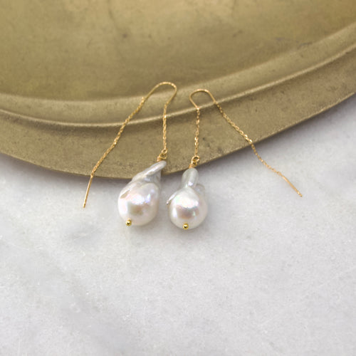 Baroque Freshwater Pearl Thread & Bar Earring