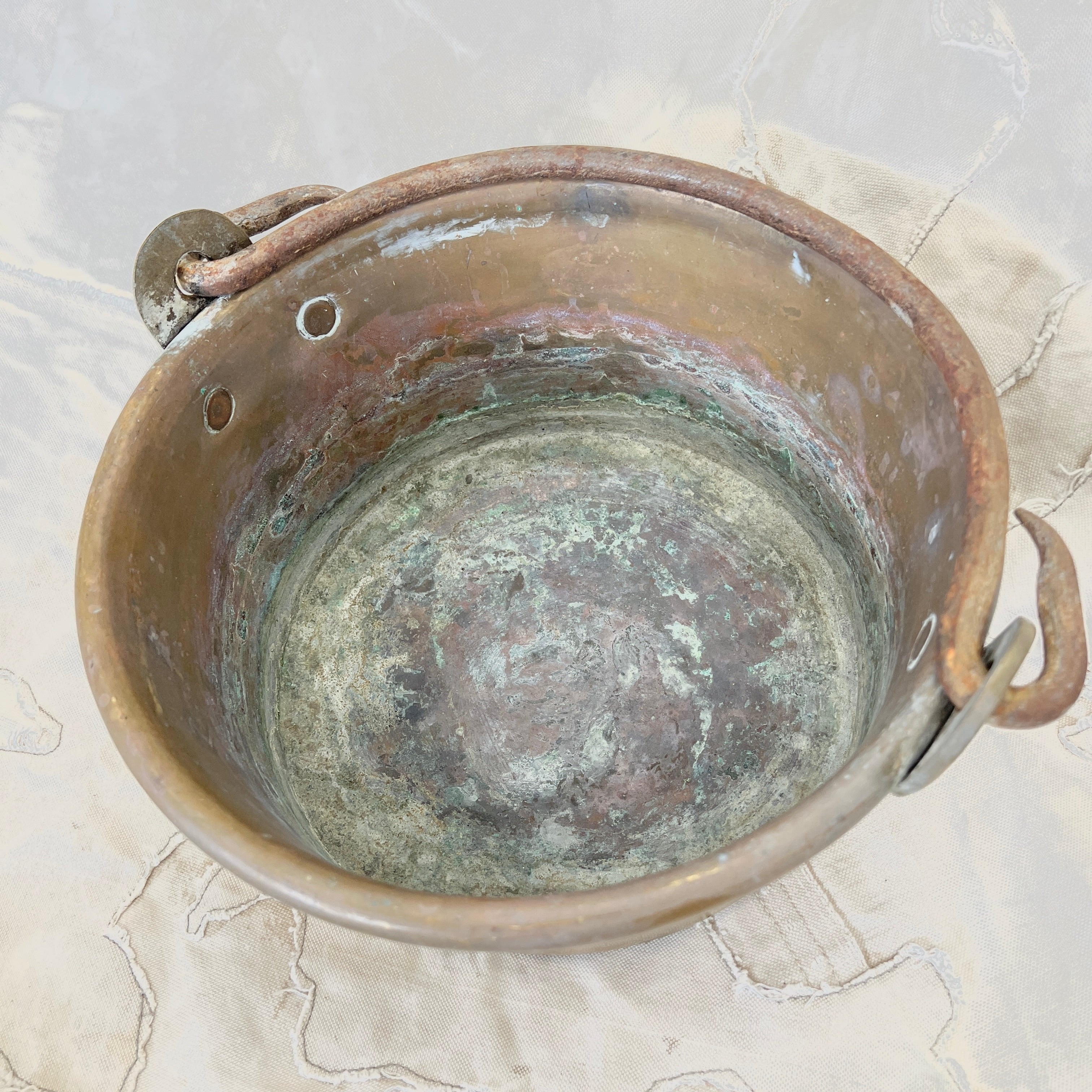 Antique Brass Swing Handle Pot from France