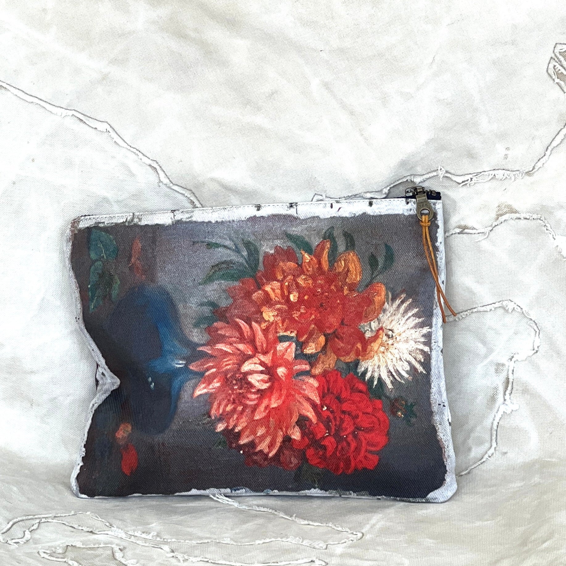 Swarm Canvas Painting Zip Clutch -  Dahlia