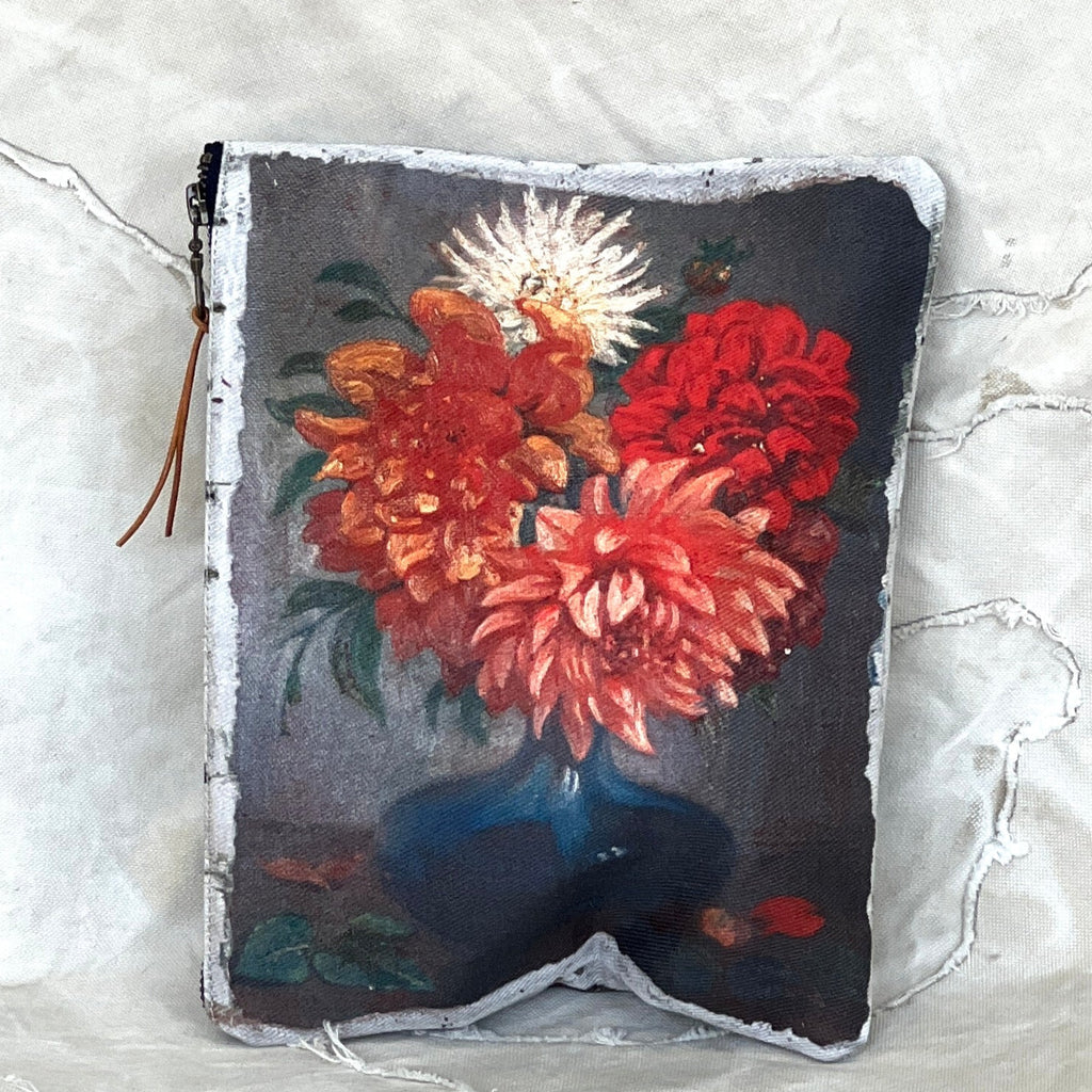 Swarm Canvas Painting Zip Clutch -  Dahlia