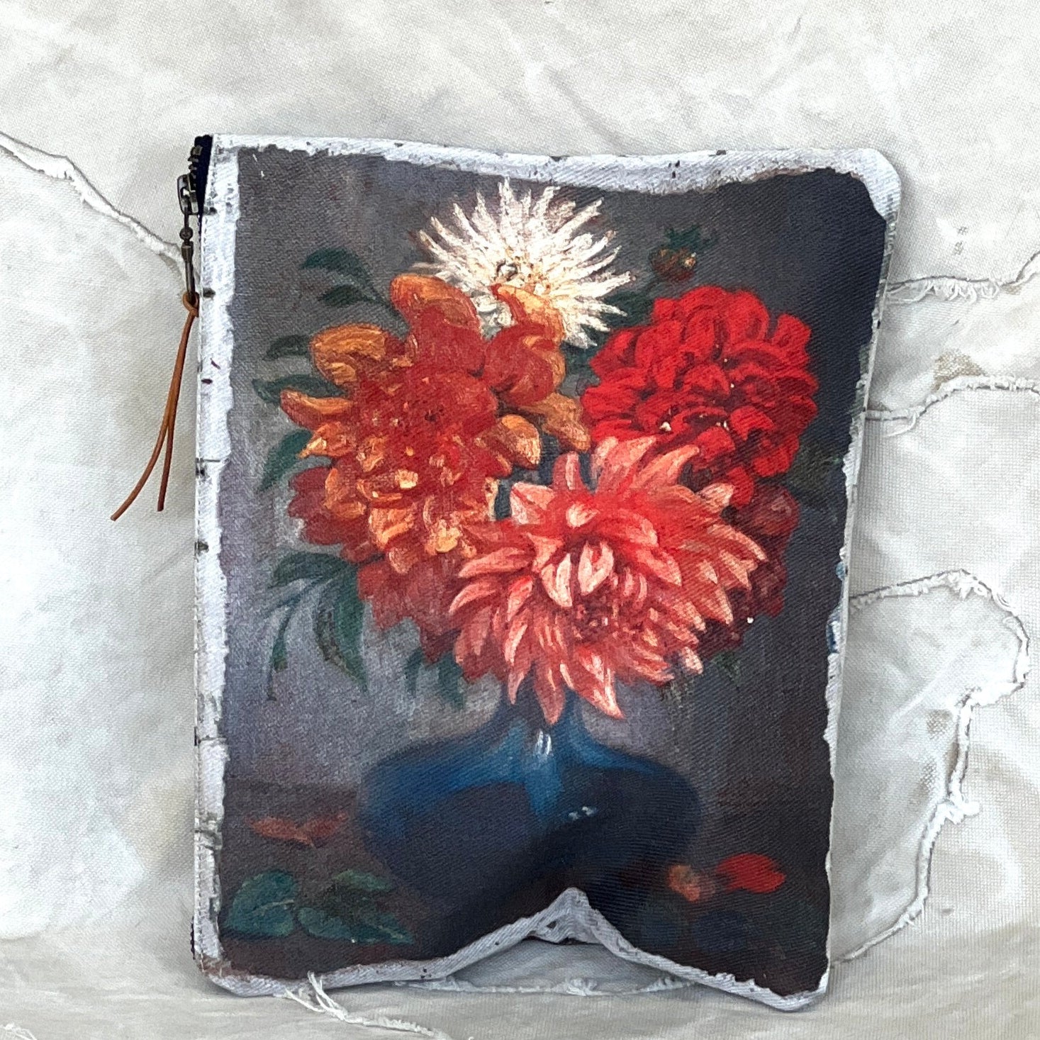 Swarm Canvas Painting Zip Clutch -  Dahlia