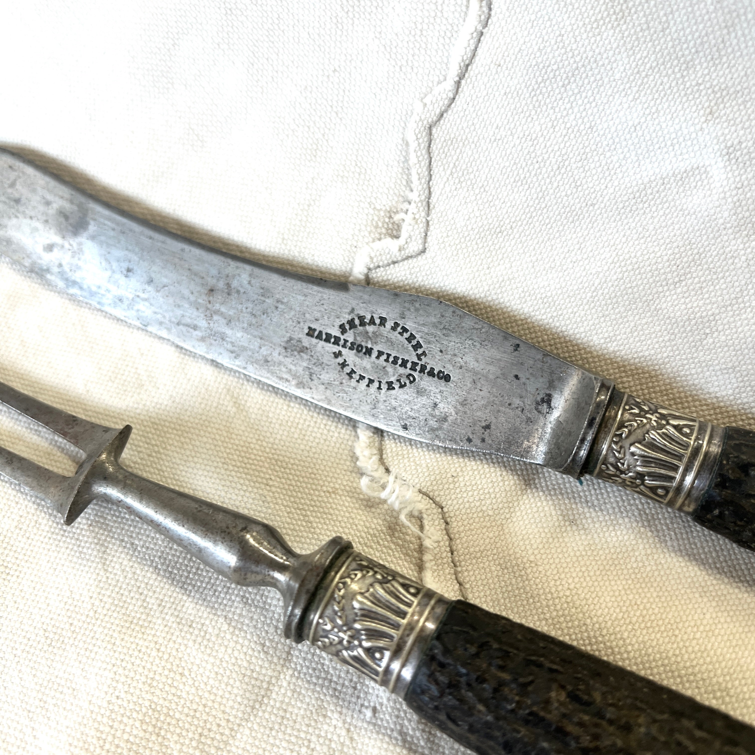 Antique Stag handled Carving set