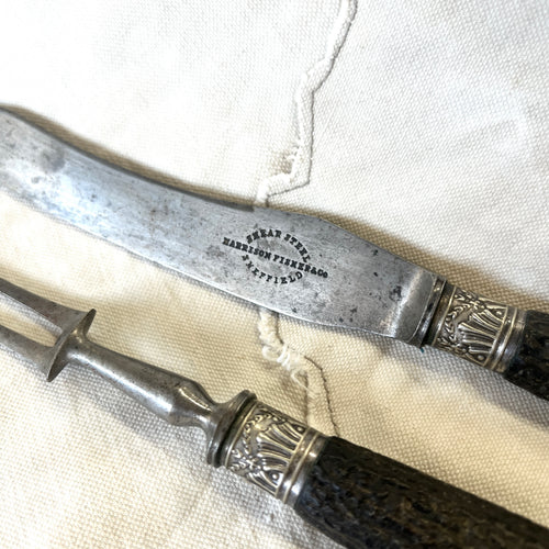 Antique Stag handled Carving set