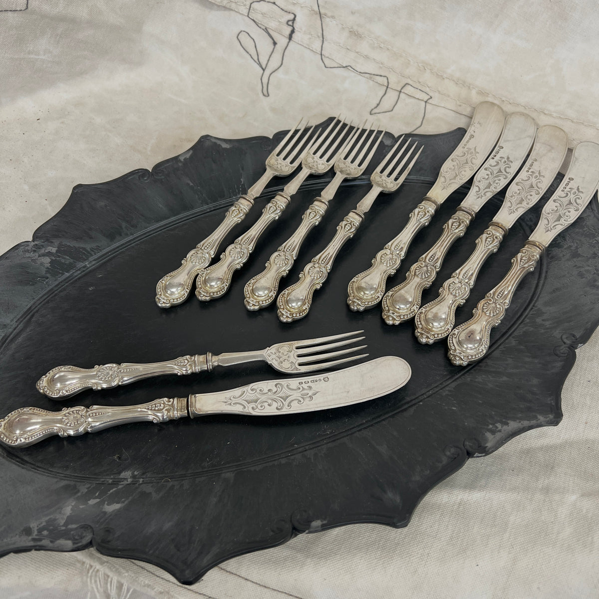 Antique Silver Fish set
