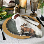 Illustrated Linen Napkin Set of 6 - Wild animals