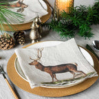 Illustrated Linen Napkin Set of 6 - Wild animals