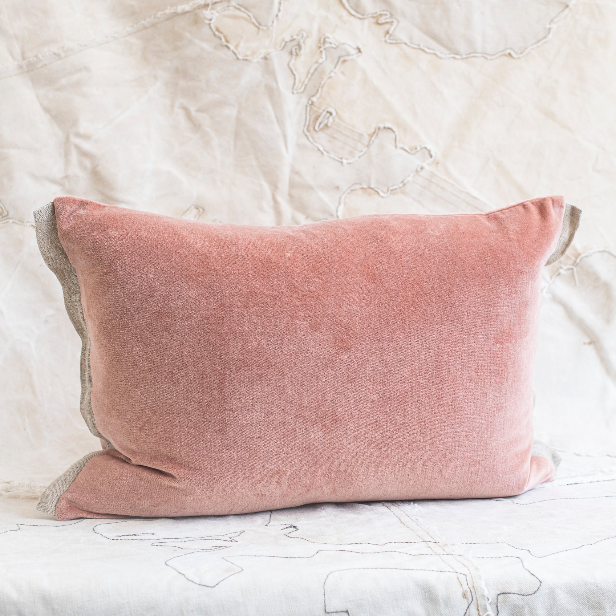 En fil d' Indienne France - Medicis Cushions - Velvet and Linen Edge