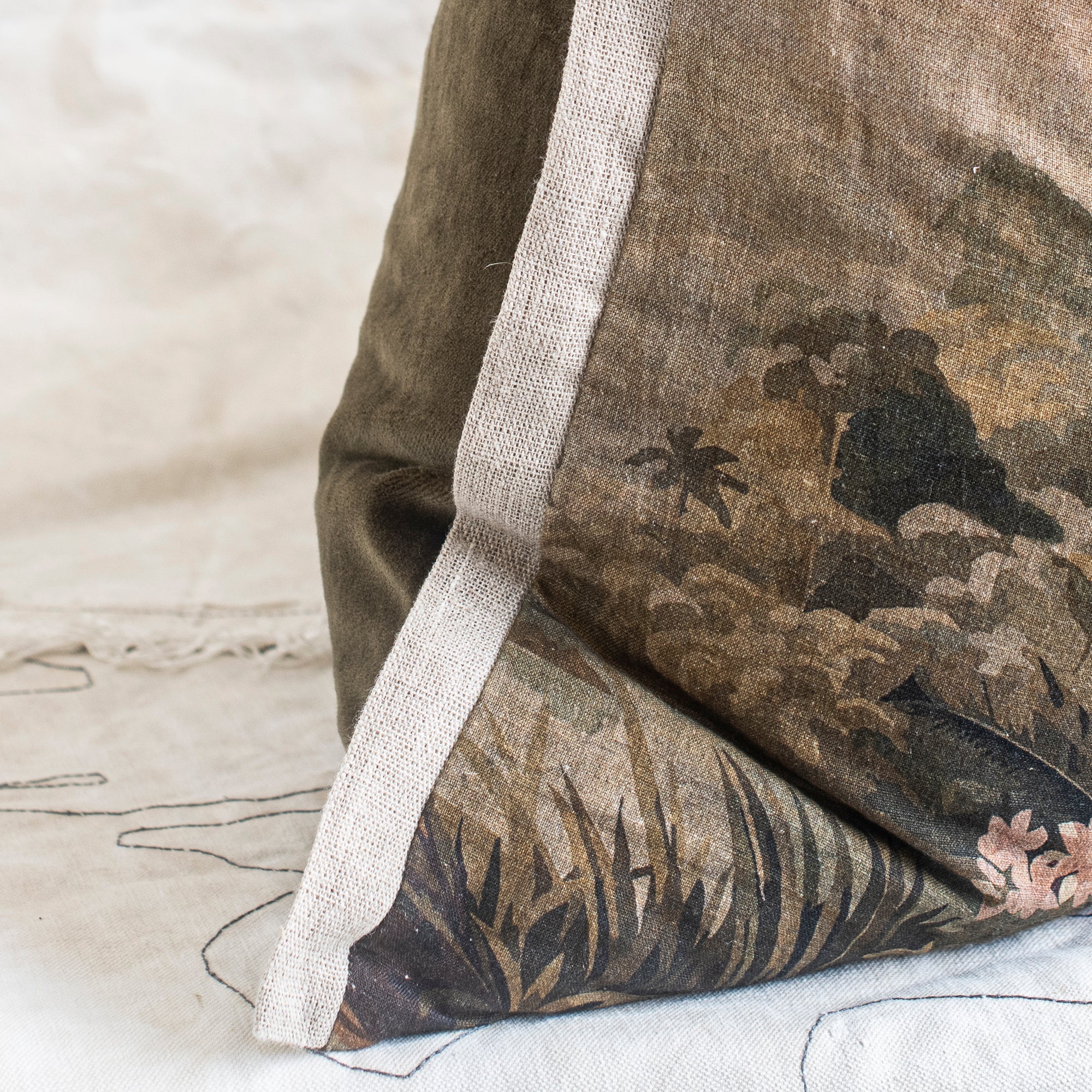 Namrana Linen & Velvet Cushion 50 x 100