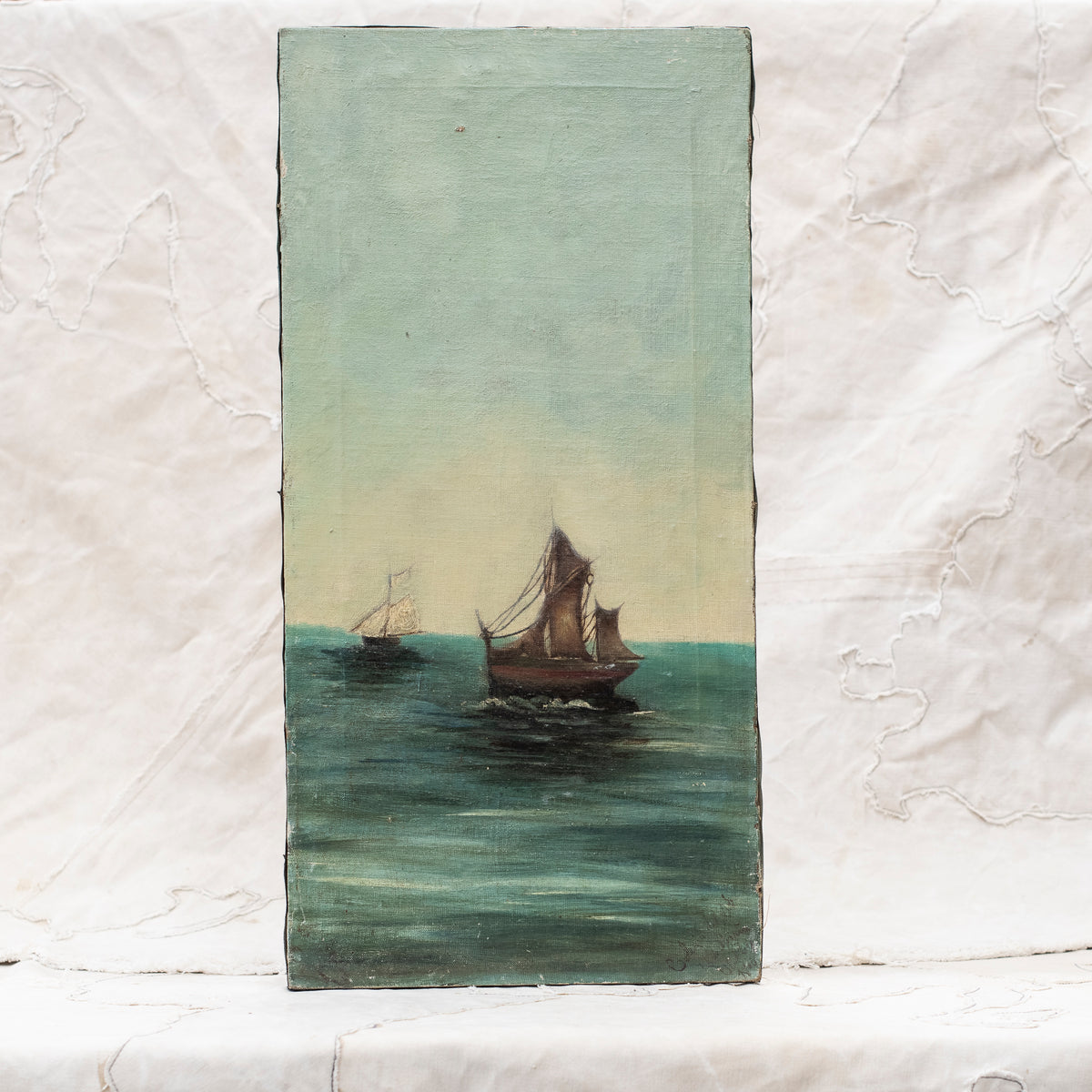 Antique European Painting High Seas