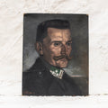 Antique European Painting Portrait of Man w Moustache