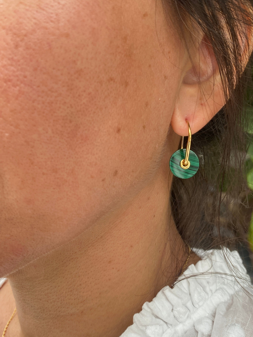 Baie Earrings Green - Gold