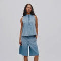 Raben Saloner - Light washed denim halter top