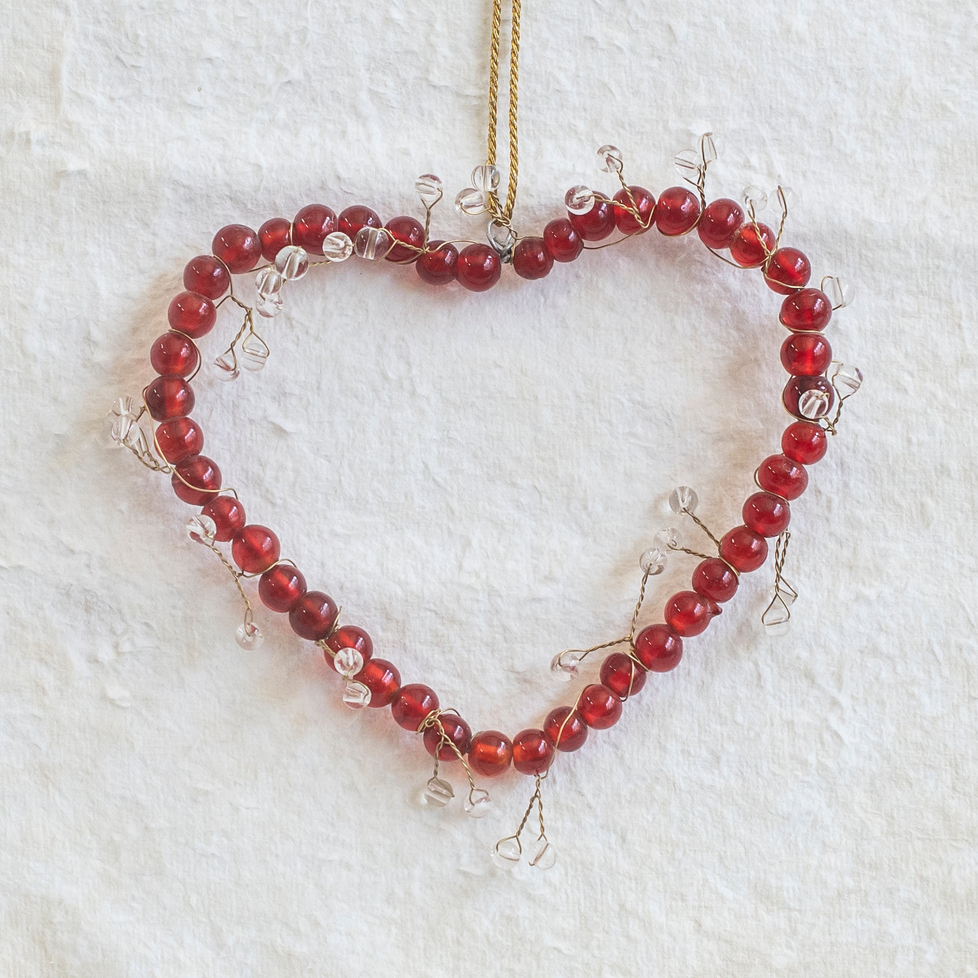 Red Glass Beaded Heart