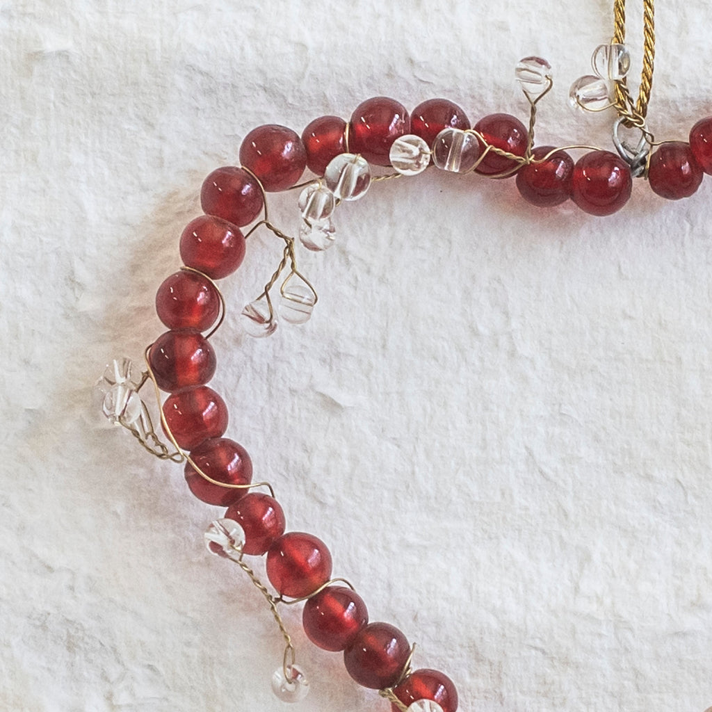 Red Glass Beaded Heart