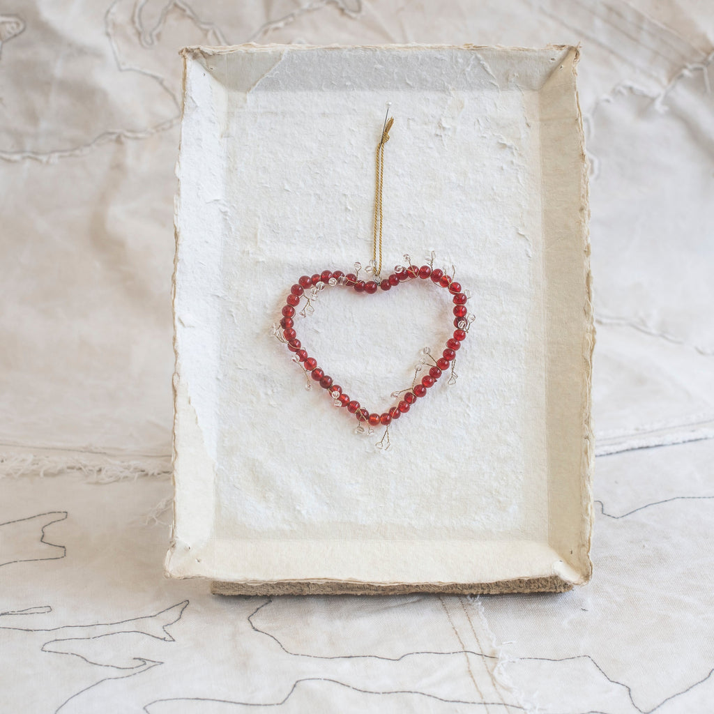 Red Glass Beaded Heart